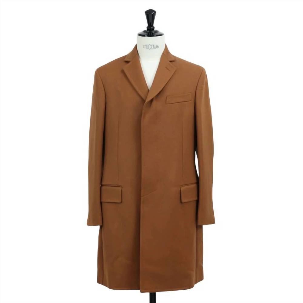 NEW SALVATORE FERRAGAMO men's long chesterfield trench coat in brown